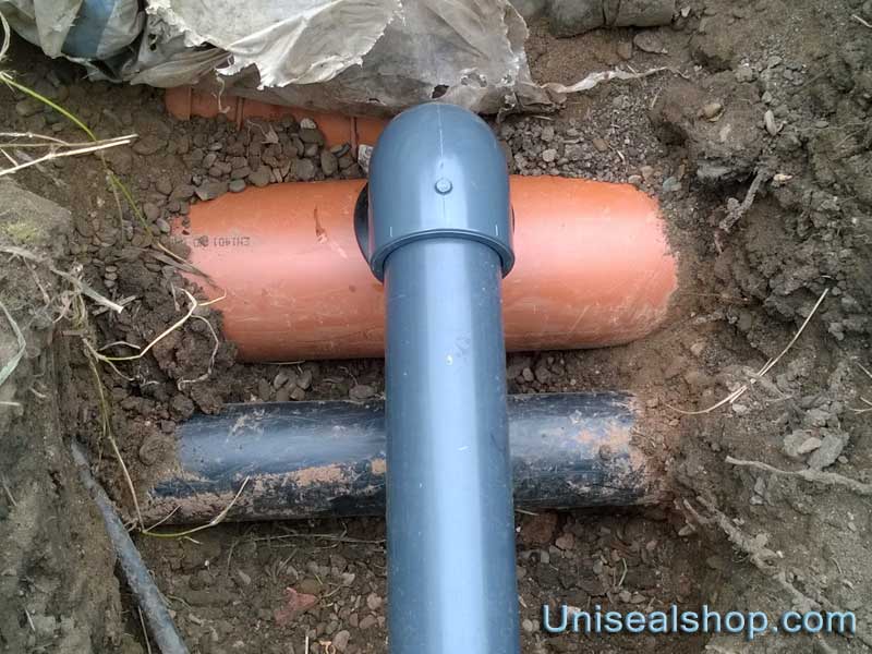 pipe installed into bend connected to Uniseal