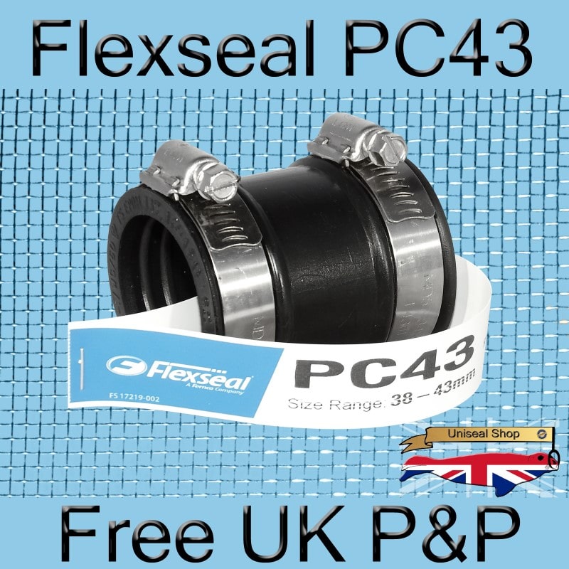 Flex Seal 2 x 50mm or 2" BandSeal Type Flex Seal Rubber Coupler & Jubilee Clips 